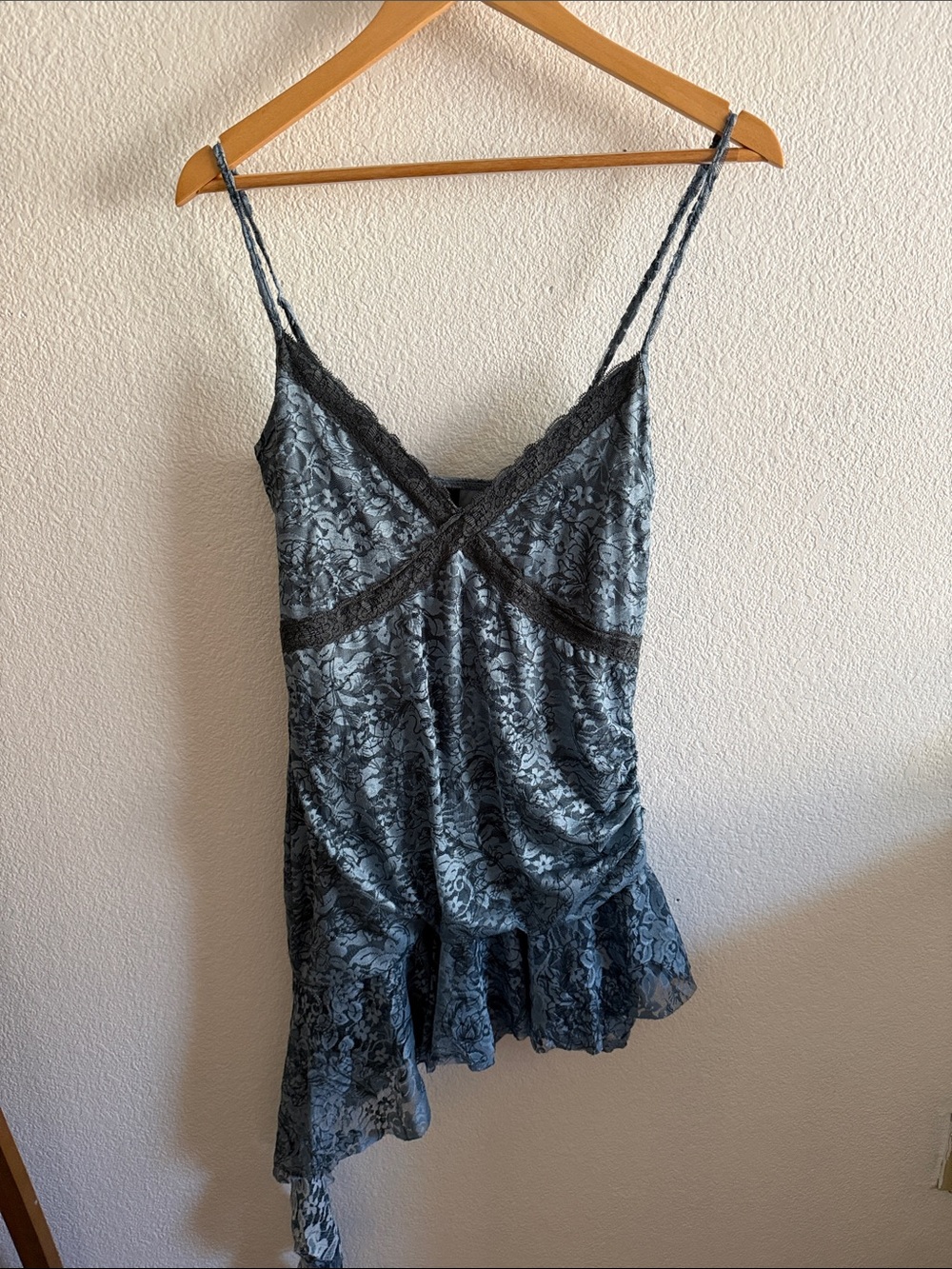 Urban outfitters Lace Trim Floral Slip Dress in Slate Blue-Grey